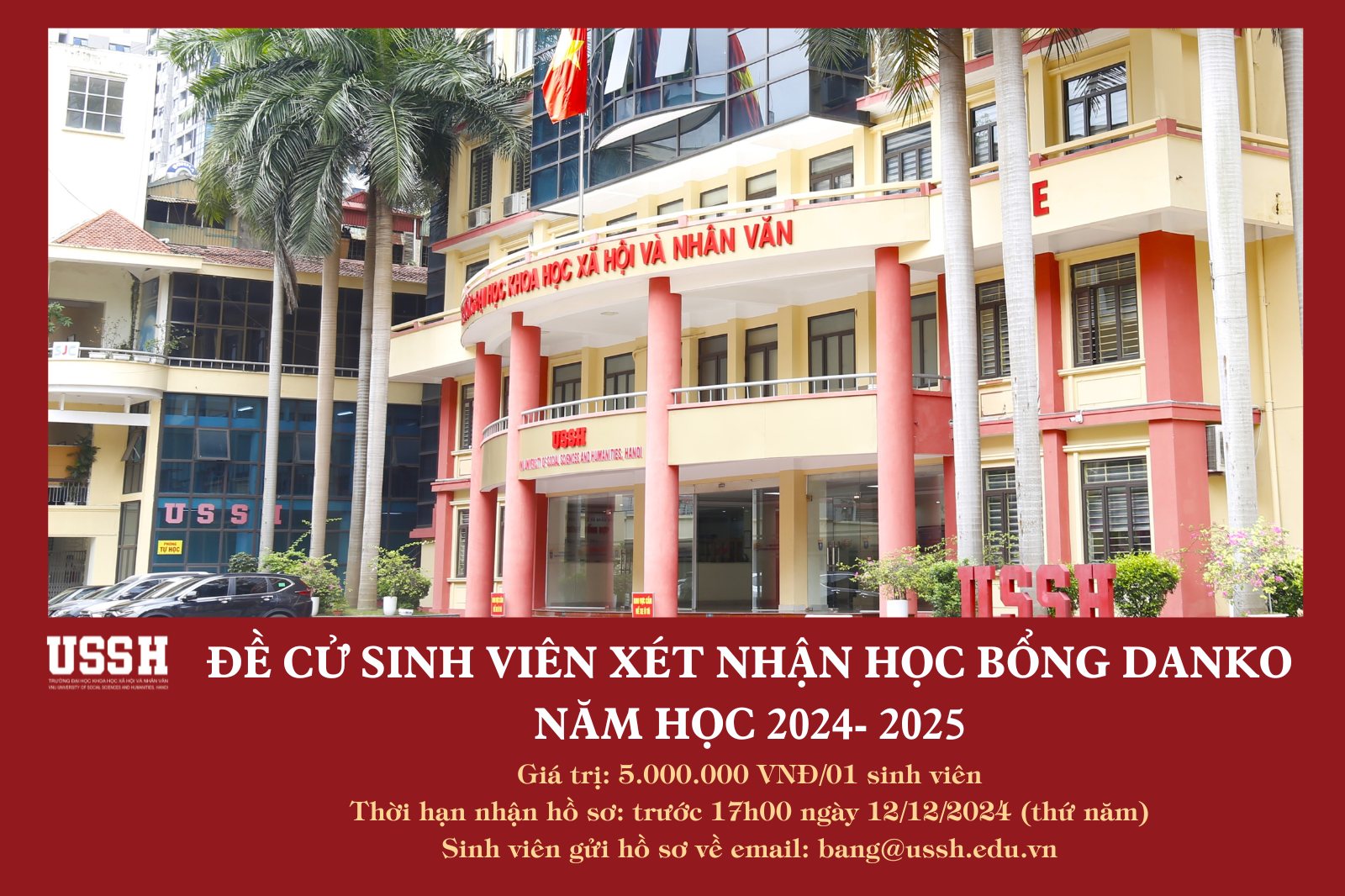 Thông báo v/v đề cử sinh viên xét nhận học bổng Danko năm học 2024- 2025